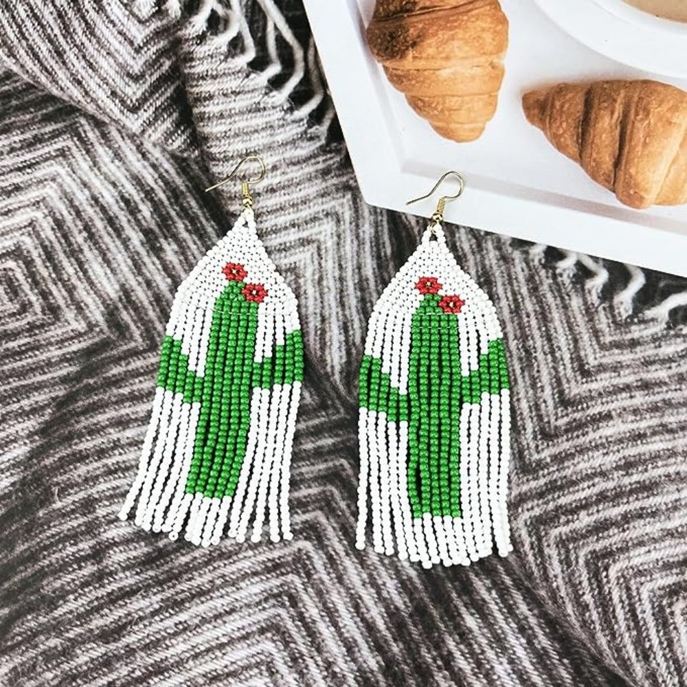 ✨ Free People Cactus Beaded Earrings ✨ - Picture 5 of 6
